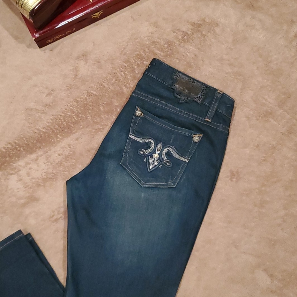 REROCK women's indigo blue denim skinny jeans